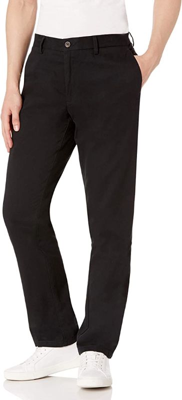Photo 1 of Amazon Essentials Men's Slim-Fit Wrinkle-Resistant Flat-Front Chino Pant 34W 30L Black