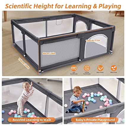 Photo 1 of Baby Playpen, Large Playpen for Babies and Toddlers (71x59inch), Safety Playard with Anti-collision Foam, Indoor & Outdoor Kids Activity Center
