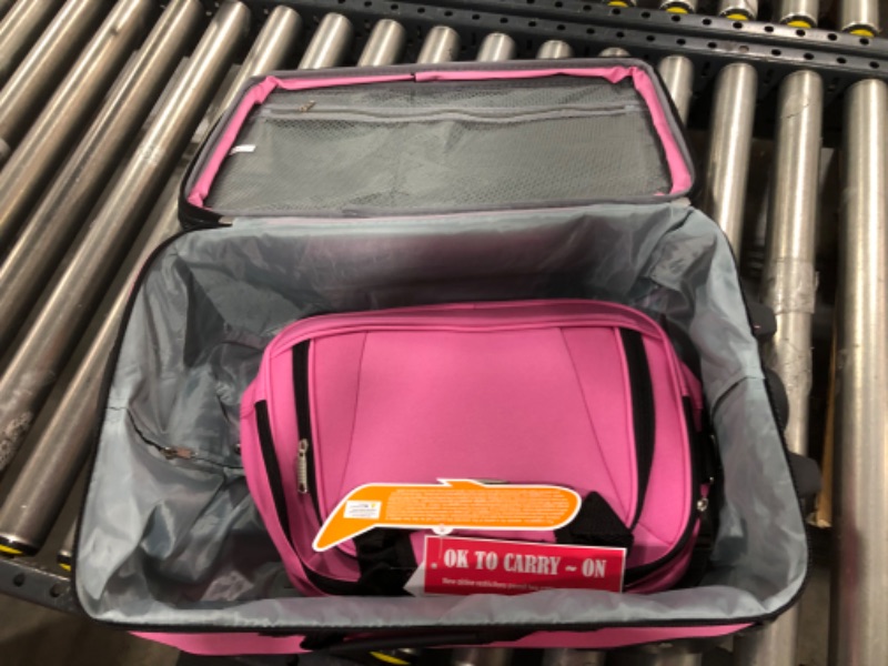 Photo 6 of $240 New Rockland 2 Piece Carry On Luggage Set Rolling Suitcase Pink Two Wheeled
