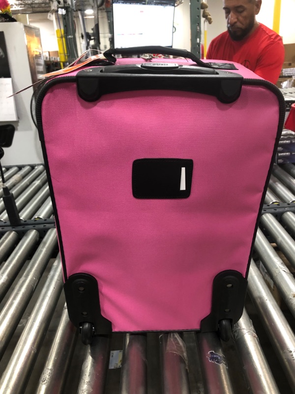 Photo 3 of $240 New Rockland 2 Piece Carry On Luggage Set Rolling Suitcase Pink Two Wheeled
