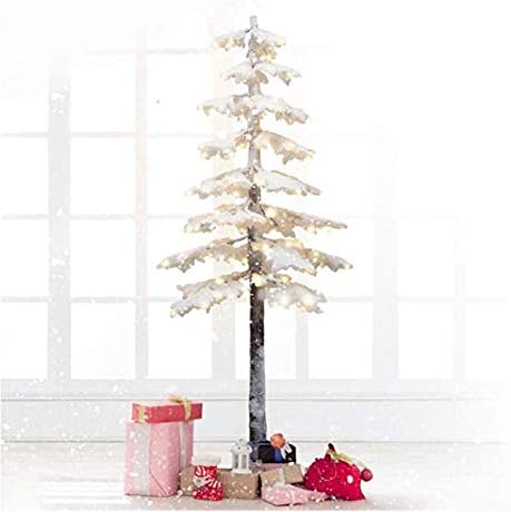 Photo 1 of Artificial Tree, Lighted maple Tree with 140 LED Lights Warm White Lights or Flocked White Finish for winter Decor, Thanksgiving or Christmas Decoration Festival, Wedding Party Home Indoor Outdoor 6ft
