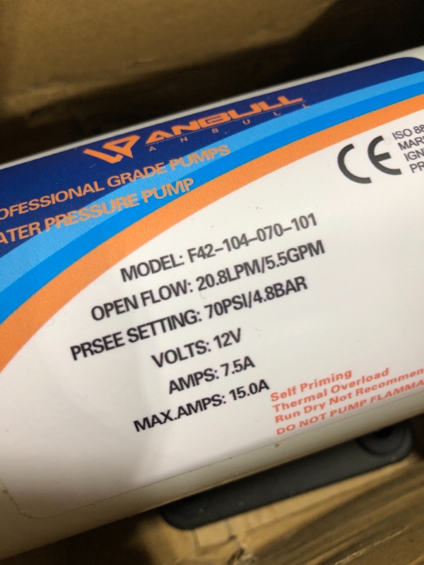 Photo 3 of ANBULL 12V Self Priming Pump, 5.5GPM/70PSI Water Pressure Diaphragm Pump with 3/4" Garden Hose Adapters, Marine Fresh Water Transfer Pump with Pressure Switch for RV Camper Yacht Lawn
