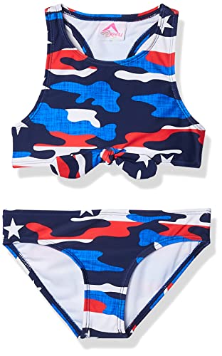 Photo 1 of  Size 6X Kanu Surf Girls' Addie UPF 50+ Beach Sport Racer Bikini 2-Piece Swimsuit, American Dream Flag
