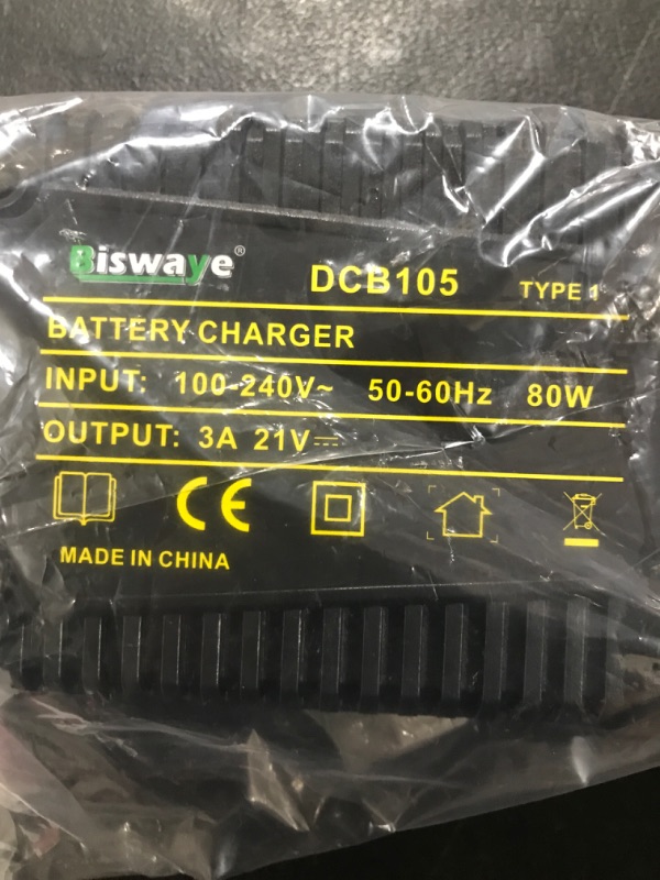 Photo 3 of Biswaye 3A Fast Charger DCB115 DCB112 Compatible with Dewalt 12V-20V MAX Lithium Battery DCB207 DCB201 DCB206 DCB609 DCB203 DCB120 DCB127 Battery Charger DCB107 DCB101