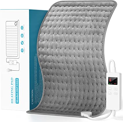 Photo 1 of Heating Pad for Back Pain and Cramps Relief - Extra Large (12"x24") Electric Heating Pad for Neck and Shoulders, Ultra Soft Heat Pad with 6 Fast Heating Settings, Auto Shut Off, Machine Washable, Gray

