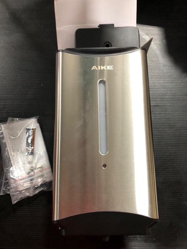 Photo 2 of AIKE Commercial Wall Mount Automatic Liquid Soap Dispenser Brushed Stainless Steel 1100ml Large Capacity **BROKEN LID**
