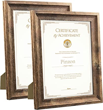 Photo 1 of Amazon Brand – Pinzon A4 Picture Frames, Rustic Certificate Document Frame, Wall Hanging and Tabletop, A4 Photo Frames, Brown (Set of 2)

