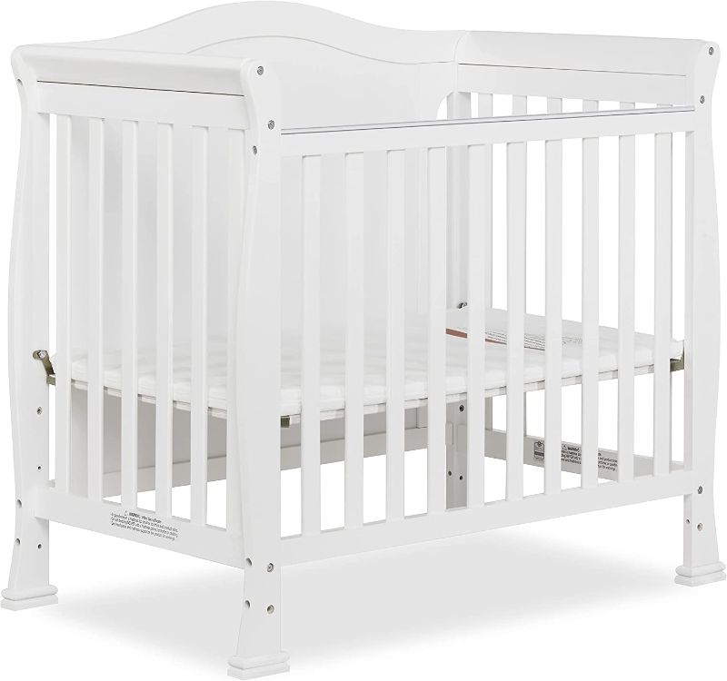 Photo 1 of Dream On Me Addison 4-In-1 Convertible Mini Crib In White, Greenguard Gold Certified, Non-Toxic Finishes, Built Of New Zealand Pinewood, Comes With 1” Mattress Pad