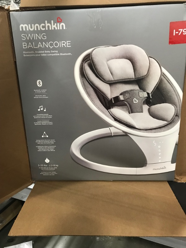 Photo 1 of Munchkin Bluetooth Enabled Lightweight Baby Swing with Natural Sway in 5 Ranges of Motion, Includes Remote Control