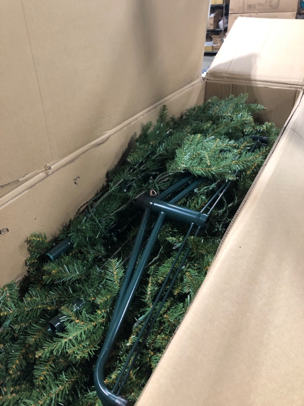 Photo 2 of National Tree Company Pre-Lit Artificial Full Christmas Tree, Green, Dunhill Fir, Clear Lights, Includes PowerConnect and Stand, 9 Feet