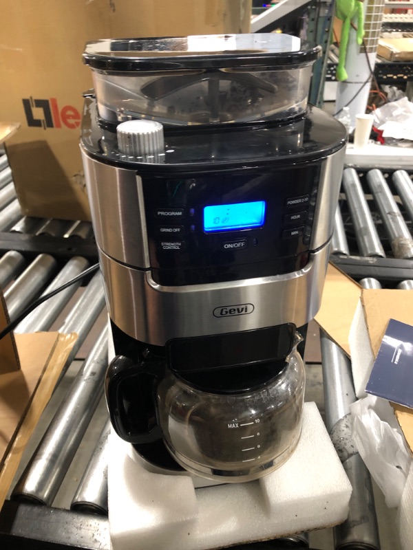 Photo 2 of 10-Cup Drip Coffee Maker, Grind and Brew Automatic Coffee Machine with Built-In Burr Coffee Grinder, Programmable Timer Mode and Keep Warm Plate, 1.5L Large Capacity Water Tank
