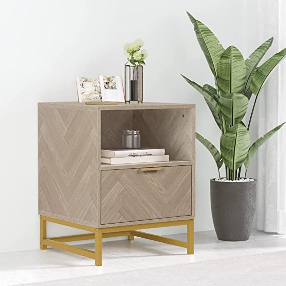 Photo 1 of Anmytek Wood Nightstand Modern End Side Table with Storage Drawer Sofa Table for Living Room Bedroom Natural H0054
