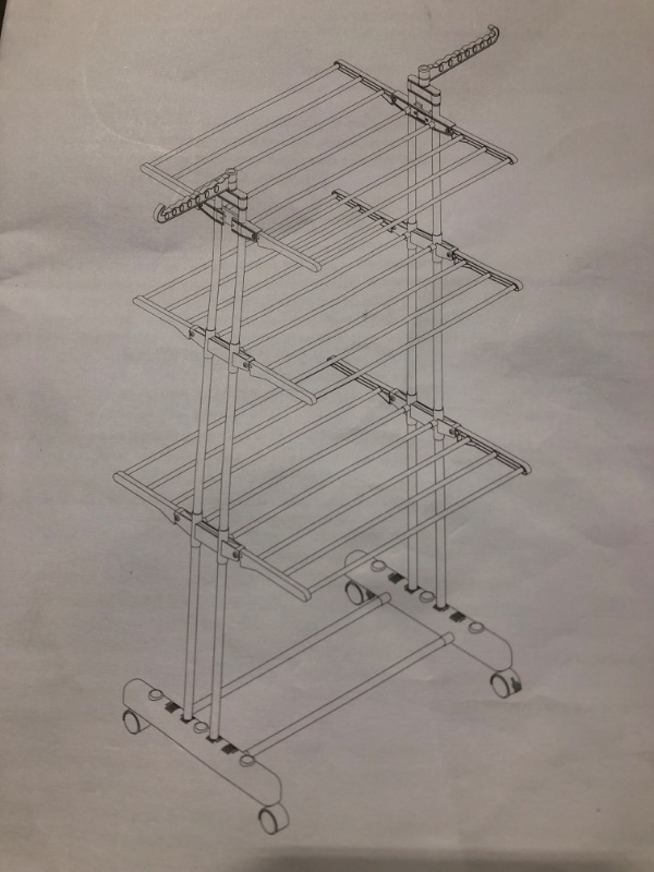 Photo 1 of 3 TIER ROLLING DRYING RACK - UNKNOWN SIZE / MAKE / MODEL 