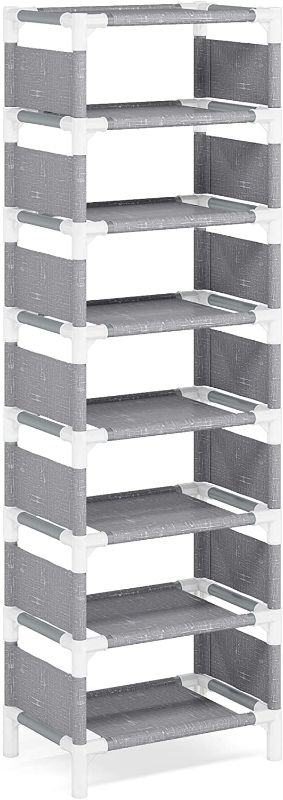 Photo 1 of 8 Tiers Vertical Shoe Rack , Narrow Shoe Shelf Space Saving Shoe Organizer for Entryway Door (Dark Grey)
