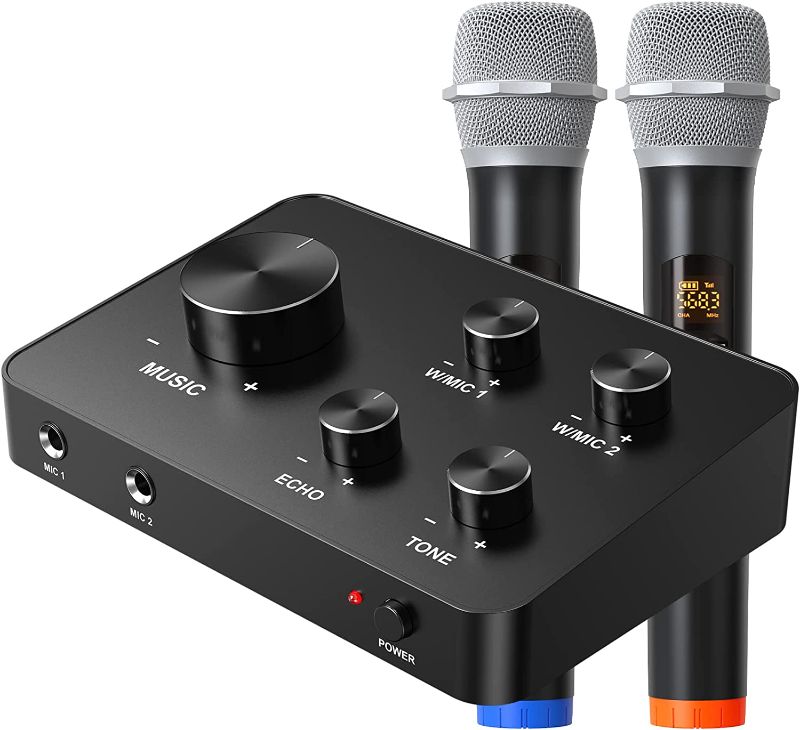 Photo 1 of Rybozen Wireless Microphone Karaoke Mixer System, Dual Handheld Wireless Microphone for Karaoke, Smart TV, PC, Speaker, Amplifier, Church, Wedding - Support HDMI, AUX in/Out
