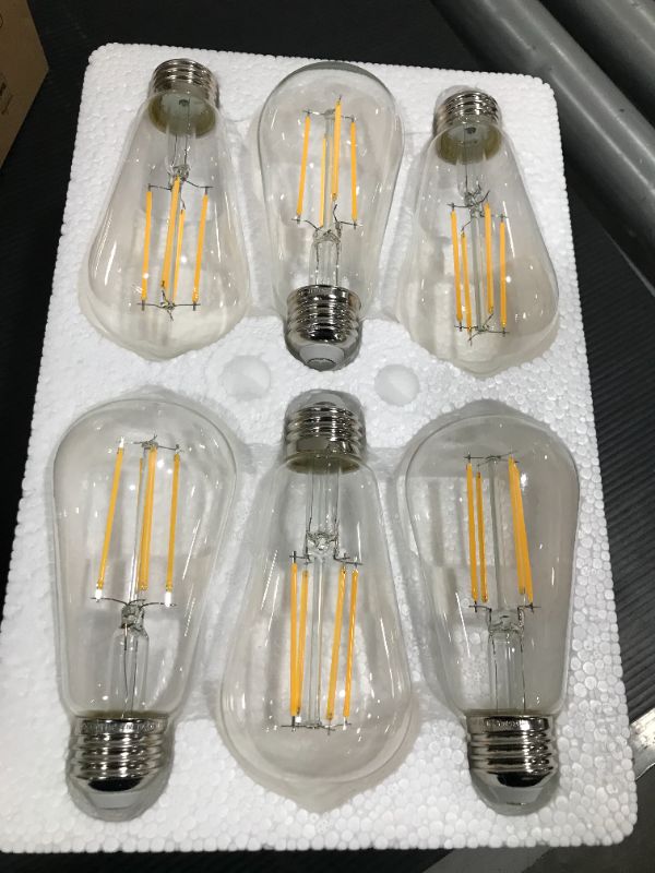 Photo 3 of 12-Pack Vintage 7W ST58 LED Edison Light Bulbs 60W Equivalent, 850Lumens, 3000K Soft Warm White, E26 Base LED Filament Bulbs, CRI90+, Antique Glass Style Great for Home, Bedroom, Office, Non-Dimmable
