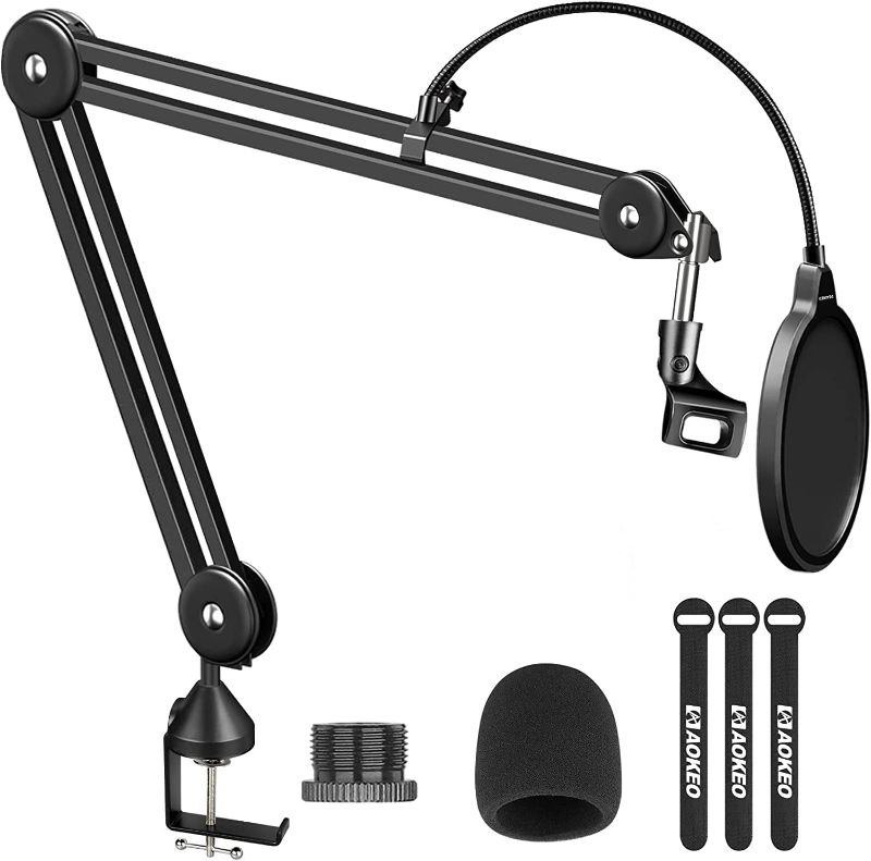 Photo 1 of Aokeo AK-35 Microphone Stand Desk Adjustable Compact Microphone Suspension Boom Scissor Arm Stand for Blue Yeti Blue Snowball ICE Professional Stream
