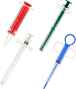 Photo 1 of 4 Pieces Cat Pill Shooter Dog Pill Gun Pill Dispenser Pet Medicine Syringe Puppy Tablet Feeder for Small Animals (Blue, Green and red, White)
