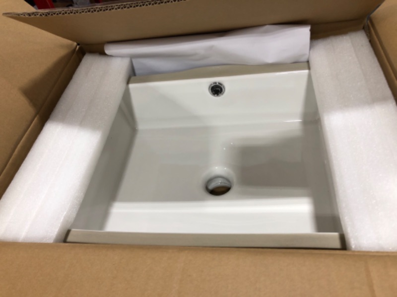 Photo 1 of AMASHEN 14.6" x 11" Undermount Bathroom Sink White Rectangular Porcelain Ceramic Vanity Basin with Overflow

