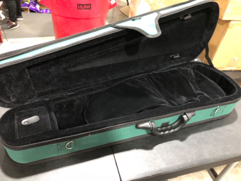 Photo 2 of ADM 4/4 Full Size Violin Hard Case Basic Professional Triangular Shape Backpack, Super Light Suspension (Dark Green)
