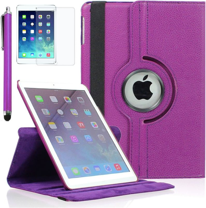 Photo 1 of Zeox iPad Air 2 Case - 360 Degree Rotating Stand Case with Smart Cover Auto Sleep/Wake Feature for Apple iPad Air 2 (iPad 6) 2014 Model, Purple

