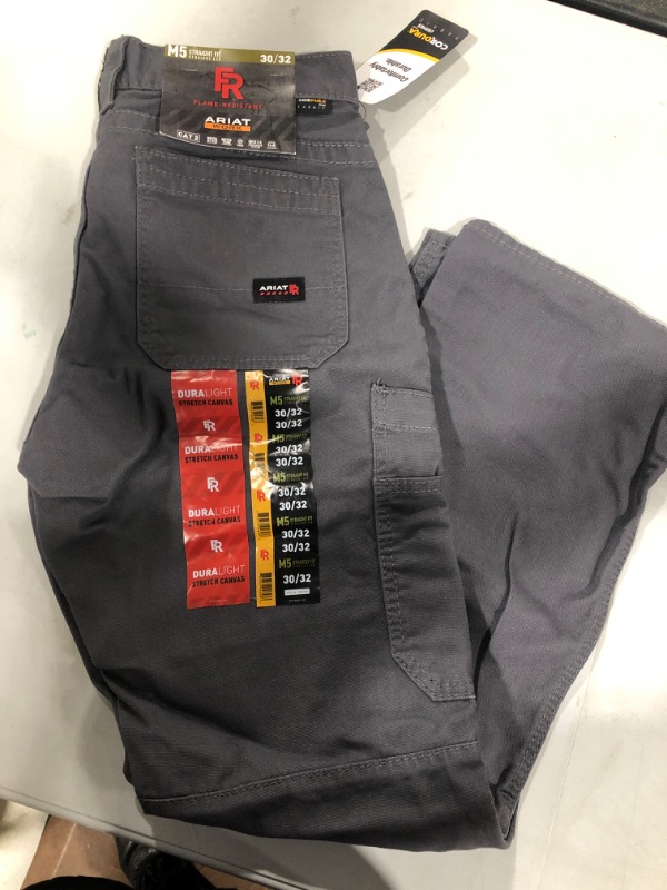 Photo 2 of ARIAT Men's Flame Resistant M5 Stretch Duralight Canvas Stackable Straight Leg Pant 30W x 32L Iron Gray