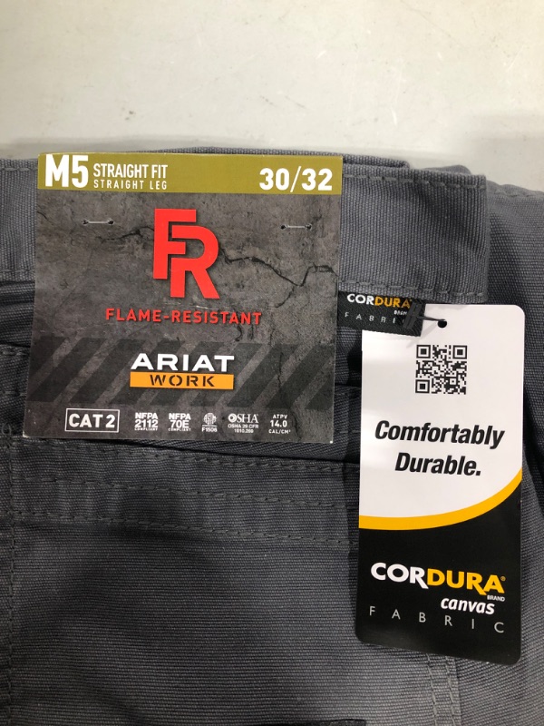 Photo 3 of ARIAT Men's Flame Resistant M5 Stretch Duralight Canvas Stackable Straight Leg Pant 30W x 32L Iron Gray