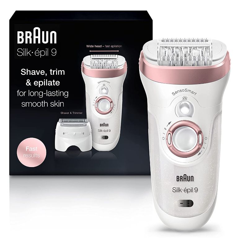 Photo 1 of Braun Epilator Silk-épil 9 9-720, Hair Removal for Women, Wet & Dry, Womens Shaver & Trimmer, Cordless, Rechargeable