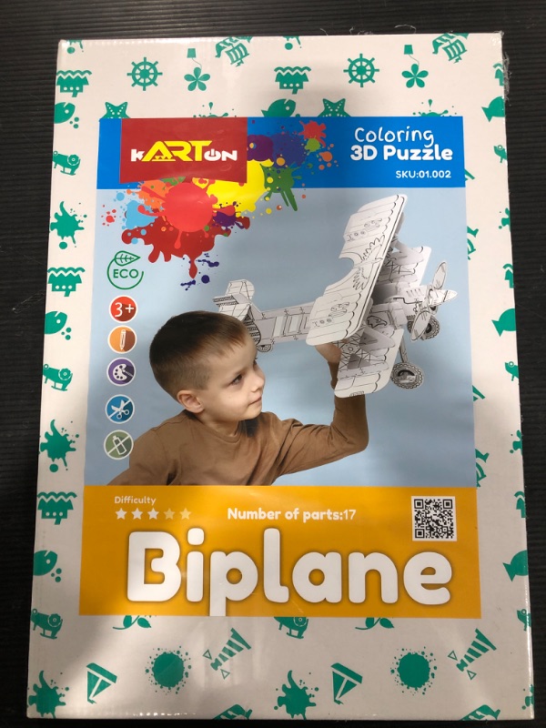 Photo 2 of 3D Coloring Puzzle Set for Kids - DIY Airplane Craft Paint Kit - Creative Fun Toys Box for Kids Ages 3-5, 5-7, 4-8, 8-10 - Artwork Crafts Sets
