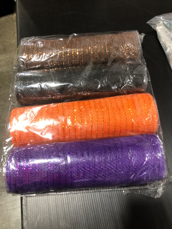 Photo 1 of 4 Rolls Halloween Mesh Ribbon for Wreaths 10 inch x 30 feet Each Roll, Halloween Poly Mesh Halloween Deco Mesh Ribbon Halloween Decoration DIY Crafts Making Supplies