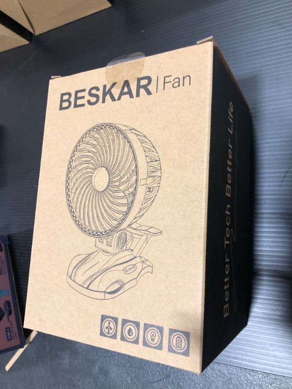 Photo 1 of BESKAR Portable 6 inch Clip on - 5000mAh Battery Rechargeable Fan with CVT Variable Speeds and Strong Wind, Adjustable Tilt, Personal Quiet Fan for Office Stroller Outdoor - Small Clip & Desk Fan