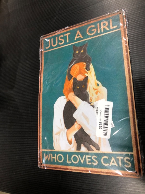 Photo 2 of 12x8 InchesJust A Girl Who Loves Cats Retro Metal Tin Sign Vintage Aluminum Sign for Home Coffee Wall Decor ASpictureSHOW-a8