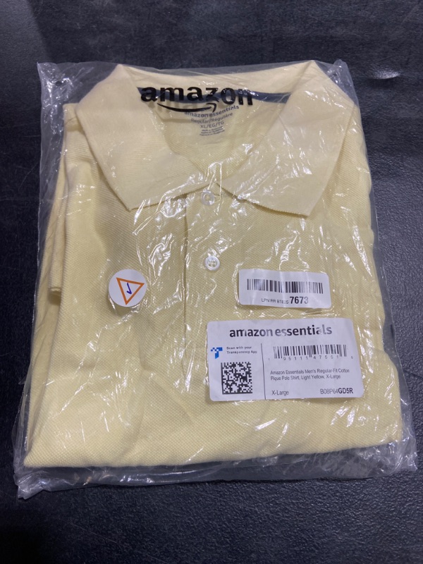 Photo 2 of Amazon Essentials Men's Regular-Fit Cotton Pique Polo Shirt (Available in Big & Tall) X-Large Light Yellow