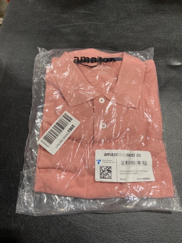 Photo 2 of Amazon Essentials Men's Regular-Fit Cotton Pique Polo Shirt (Available in Big & Tall) Medium Pink