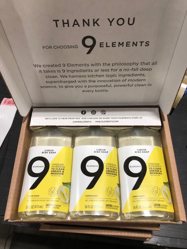 Photo 1 of 9 Elements Dishwashing Liquid Dish Soap, Lemon Scent Cleaner, 16 oz Bottles (Pack of 3)