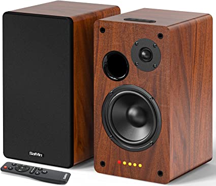 Photo 1 of Saiyin Bluetooth Bookshelf Speakers, Powered Speakers with 5 Inch Woofer, Active Bookshelf Speakers 36W X 2, Optical/RCA inputs/Subwoofer Line Out for Turntable, TVs?Computer PC Monitor Speakers
