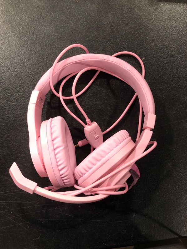 Photo 2 of Gaming Headset for Xbox One, PS4, Nintendo Switch, DIWUER Bass Surround and Noise Cancelling 3.5mm Over Ear Headphones with Mic for Laptop PC Smartphones, Pink 