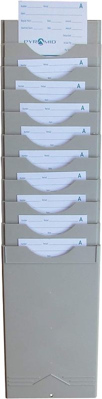 Photo 1 of Pyramid Time Systems 400-10 Time Card Rack, 10 Pockets, Easily expands to Hold up to 10 time Cards, Constructed of Lightweight, Durable Plastic, Includes self-Adhesive Number Labels, Putty
