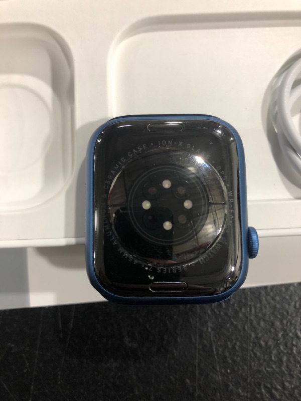 Photo 4 of Apple Watch Series 7 [GPS 45mm] Smart Watch w/ Blue Aluminum Case with Abyss Blue Sport Band. Fitness Tracker, Blood Oxygen & ECG Apps, Always-On Retina Display, Water Resistant GPS 45mm Blue Aluminum Case with Abyss Blue Sport Band