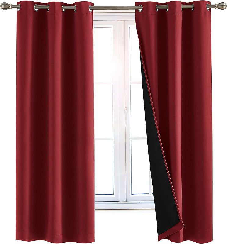 Photo 1 of 100% Blackout Window Curtains: Room Darkening Thermal Window Treatment with Light Blocking Black Liner for Bedroom, Nursery and Day Sleep - 2 Pack of Drapes, Rose Petal (63” Drop x 42” Wide Each)
