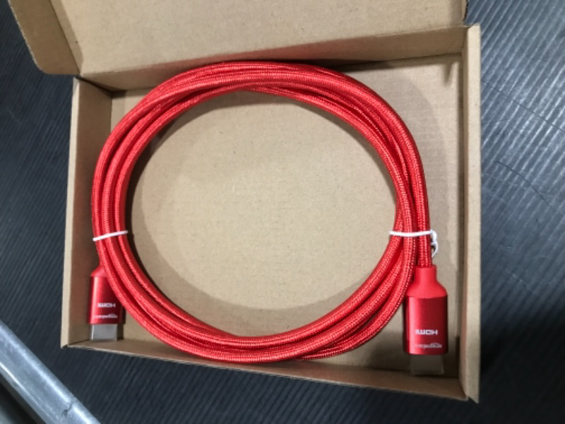 Photo 2 of Amazon Basics 10.2 Gbps High-Speed 4K HDMI Cable with Braided Cord, 10-Foot, Red sBZ-B07S14C9KR
