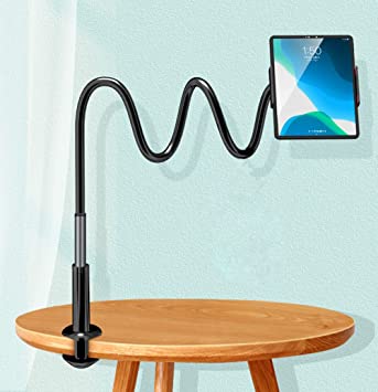 Photo 1 of JAWOOZ Phone Holder for Bed Reinforced Base No Shaking No Falling,Lazy Overhead Gooseneck Cell Phone Mount Stand for Desk , Compatible with Cellphone and Tablet, Black
