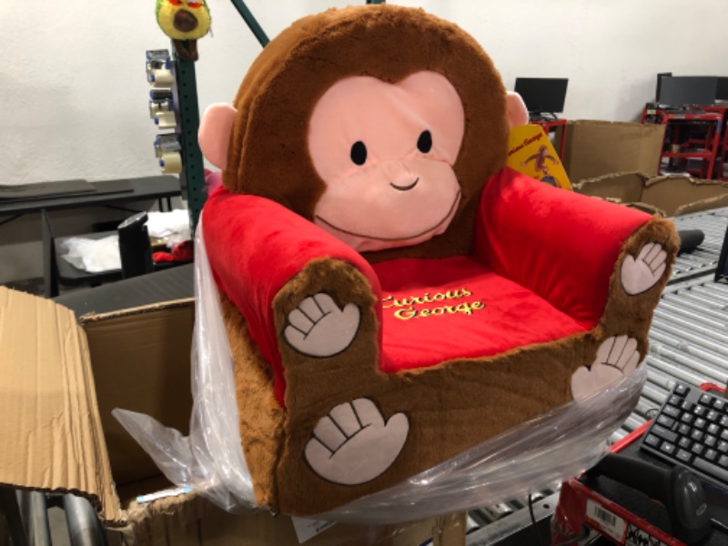 Photo 2 of Animal Adventure Curious George Soft Plush Children's Chair, Sweet Seats, Brown/Red