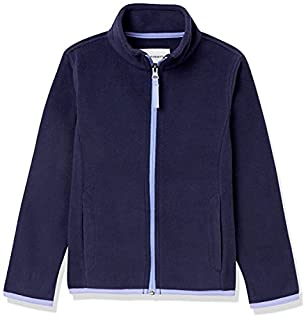 Photo 1 of Amazon Essentials Girls' Polar Fleece Full-Zip Mock Jacket, Navy/Lilac, Medium (B08T7FH29Y)