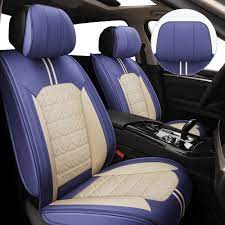 Photo 1 of YUHCS Leather Car Seat Covers, 2 PCS Memory Foam Headrest Front Seat Covers, Breathable Automotive Seat Covers for Cars SUV Pickup Truck, Universal Car Seat Cover Vehicle Cushion Cover,