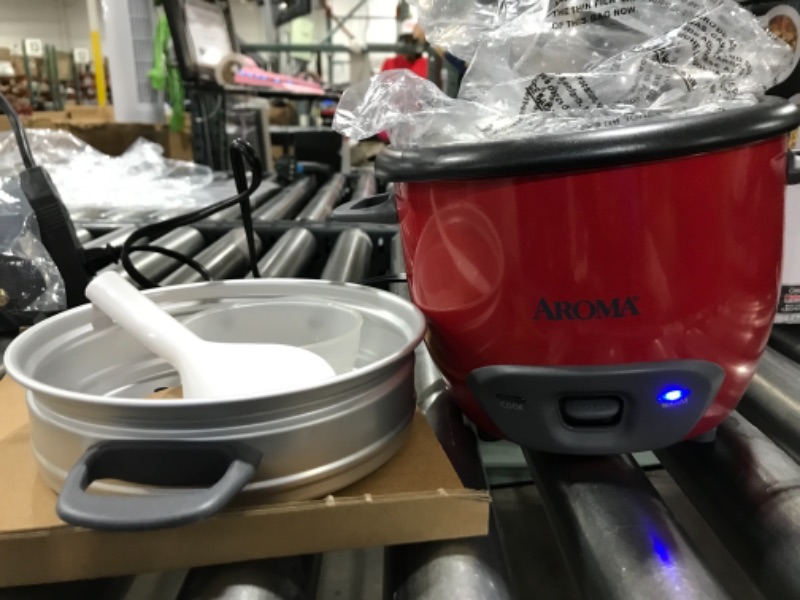 Photo 1 of Aroma Housewares ARC-743-1NGR 6-Cup (Cooked) (3-Cup UNCOOKED) Pot Style Rice Cooker and Food Steamer,Red