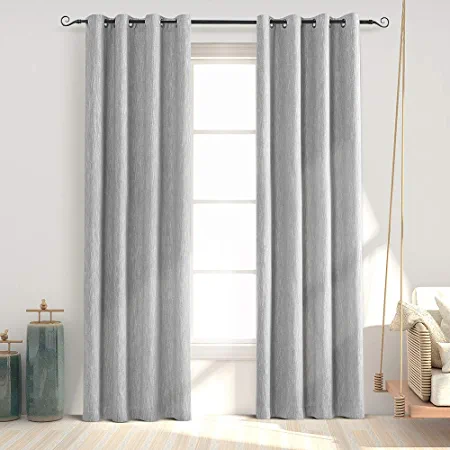 Photo 1 of 2 Panel Cotton Textured Thermal Grommet Curtain, Gray 84"L x 52"W inches