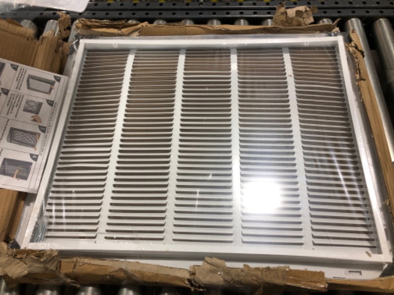 Photo 2 of 12"W x 12"H [Duct Opening Measurements] Steel Return Air Filter Grille (HD Series) Removable Door | for 1-inch Filters, Vent Cover Grill, White, Outer Dimensions: 14 5/8"W X 14 5/8"H for 12x12 Opening Duct Opening Size: 12"x12"