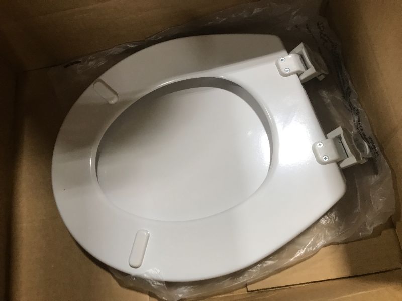 Photo 2 of Bemis 500EC 390 Toilet Seat with Easy Clean & Change Hinges, Round, Durable Enameled Wood, Cotton White Cotton White 1 Pack Round Toilet Seat