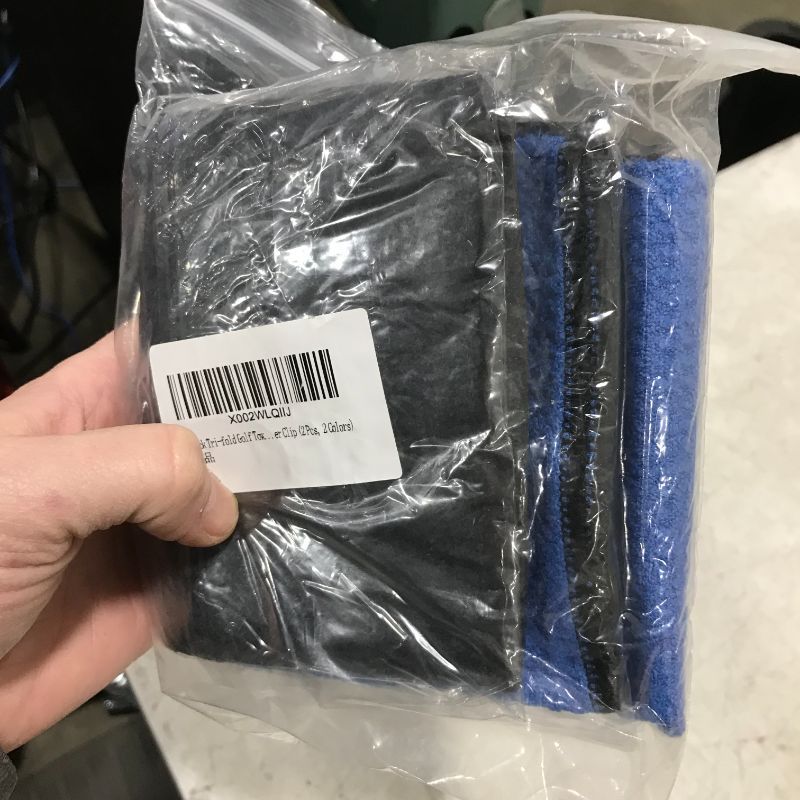 Photo 1 of 2pk golf towels 16"x24" blue & black